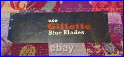 Vintage Gillette Razor Blades Metal Advertising Sign Used Shaving Collectible