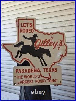 Vintage Gilley's Porcelain Sign Old Pasadena Texas Dance Club Honky Tonk 24