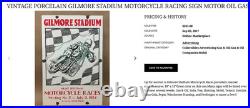 Vintage Gilmore Stadium Midget Car Race 18 Porcelain Metal Gasoline & Oil Sign
