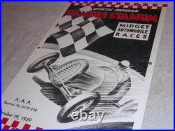 Vintage Gilmore Stadium Midget Car Race 18 Porcelain Metal Gasoline & Oil Sign