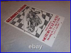 Vintage Gilmore Stadium Motorcycle Races 18 Porcelain Metal Gasoline & Oil Sign