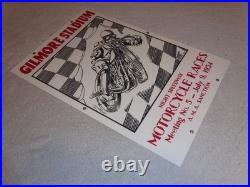 Vintage Gilmore Stadium Motorcycle Races 18 Porcelain Metal Gasoline & Oil Sign