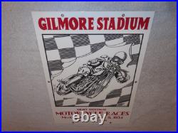 Vintage Gilmore Stadium Motorcycle Races 18 Porcelain Metal Gasoline & Oil Sign