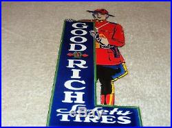 Vintage Goodrich Safety Tires Mounty Police 9 Porcelain Metal Gasoline Oil Sign