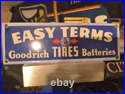 Vintage Goodrich Tires Easy Terms Porcelain Metal Sign Automotive Sign