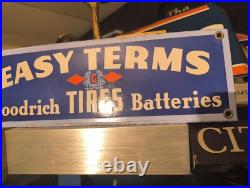 Vintage Goodrich Tires Easy Terms Porcelain Metal Sign Automotive Sign