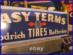 Vintage Goodrich Tires Easy Terms Porcelain Metal Sign Automotive Sign