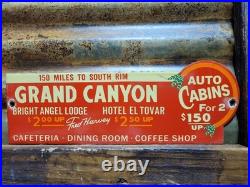 Vintage Grand Canyon Porcelain Sign Old Lodge Hotel Auto Cabin Coffee Shop Park