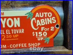 Vintage Grand Canyon Porcelain Sign Old Lodge Hotel Auto Cabin Coffee Shop Park