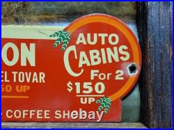 Vintage Grand Canyon Porcelain Sign Old Lodge Hotel Auto Cabin Coffee Shop Park