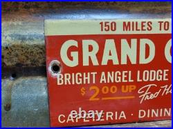 Vintage Grand Canyon Porcelain Sign Old Lodge Hotel Auto Cabin Coffee Shop Park