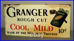 Vintage Granger Rough Cut Tobacco Pipe Store Display Sign Tin Metal-23.5