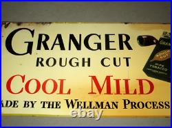 Vintage Granger Rough Cut Tobacco Pipe Store Display Sign Tin Metal-23.5