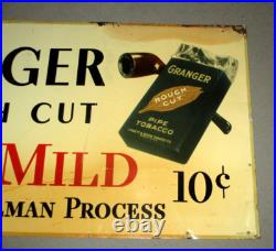 Vintage Granger Rough Cut Tobacco Pipe Store Display Sign Tin Metal-23.5
