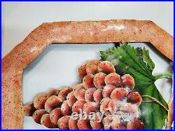 Vintage Grapes Decor Wall Hanging French country Metal art signed MIMI OWC