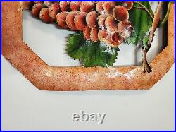 Vintage Grapes Decor Wall Hanging French country Metal art signed MIMI OWC