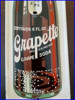 Vintage Grapette Soda Metal Advertising Thermometer Donaldson Sign Co 16 3/8