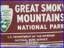 Vintage Great Smoky Mountains Porcelain Sign Rare Old National Park Service Camp
