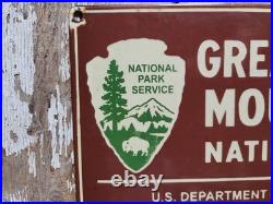 Vintage Great Smoky Mountains Porcelain Sign Rare Old National Park Service Camp