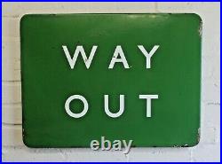 Vintage Green Enamel Metal British Railways Way Out Sign (Railwayana Trains)