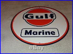 Vintage Gulf Marine Boat Motor Gas 11 3/4 Porcelain Metal Gasoline & Oil Sign