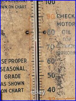 Vintage Gulf Oil Gulfpride Thermometer 1940's metal sign working No-Nox 26.5
