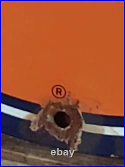 Vintage Gulf Oil Porcelain Metal Sign Gas Service Station Petroliana Advertising