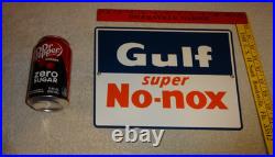 Vintage Gulf Super No Nox Gasoline +dog Ears 11 Porcelain Metal Gas & Oil Sign