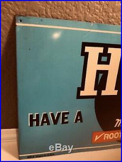 Vintage HIRES Root Beer 17.5 Metal Gas Station Advertising Donaldson Art Sign