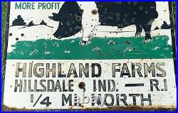 Vintage Hampshires Farm Metal Sign With Pig Hog Swine Graphic 2 sided Hillsdale In