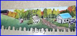 Vintage Hand Painted Crosscut Saw Blade 72 / 6ft Farm Scene LARGE Animals