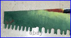 Vintage Hand Painted Crosscut Saw Blade 72 / 6ft Farm Scene LARGE Animals