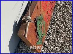 Vintage Handmade Gone Fishing Fish Rod Reel Metal Art Sign