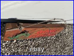 Vintage Handmade Gone Fishing Fish Rod Reel Metal Art Sign