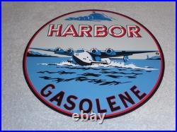 Vintage Harbor Gasoline Airplane Seaplane 11 3/4 Porcelain Metal Gas & Oil Sign
