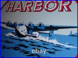 Vintage Harbor Gasoline Airplane Seaplane 11 3/4 Porcelain Metal Gas & Oil Sign