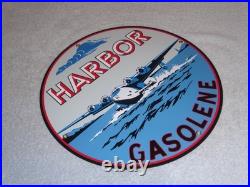 Vintage Harbor Gasoline Airplane Seaplane 11 3/4 Porcelain Metal Gas & Oil Sign