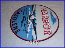 Vintage Harbor Gasoline Airplane Seaplane 11 3/4 Porcelain Metal Gas & Oil Sign