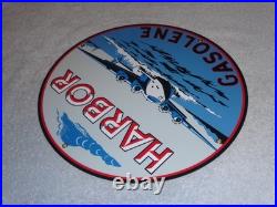 Vintage Harbor Gasoline Airplane Seaplane 11 3/4 Porcelain Metal Gas & Oil Sign