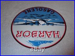 Vintage Harbor Gasoline Airplane Seaplane 11 3/4 Porcelain Metal Gas & Oil Sign
