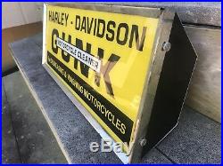 Vintage Harley Davidson Dealer Gunk Lighted Sign Glass Metal Gilbert USA NY