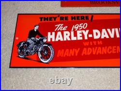 Vintage Harley Davidson Motorcycle Dealer 15 Enamel Metal Hog Gasoline Oil Sign
