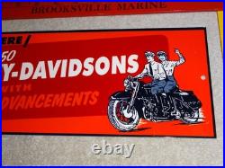 Vintage Harley Davidson Motorcycle Dealer 15 Enamel Metal Hog Gasoline Oil Sign