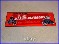 Vintage Harley Davidson Motorcycle Dealer 15 Enamel Metal Hog Gasoline Oil Sign