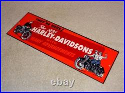 Vintage Harley Davidson Motorcycle Dealer 15 Enamel Metal Hog Gasoline Oil Sign
