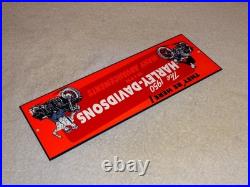 Vintage Harley Davidson Motorcycle Dealer 15 Enamel Metal Hog Gasoline Oil Sign