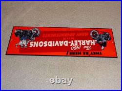 Vintage Harley Davidson Motorcycle Dealer 15 Enamel Metal Hog Gasoline Oil Sign