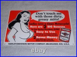 Vintage Harley Davidson Motorcycle Gunk Woman 12 Motor Cycle Gasoline Oil Sign