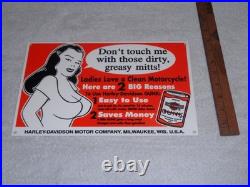 Vintage Harley Davidson Motorcycle Gunk Woman 12 Motor Cycle Gasoline Oil Sign