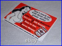 Vintage Harley Davidson Motorcycle Gunk Woman 12 Motor Cycle Gasoline Oil Sign